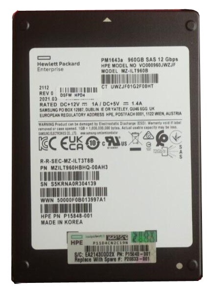 Samsung MZILT960HBHQ-00AH3 960 GB PM1643a SAS 12Gb/s 2.5 inch Read Intensive Solid State Drive
