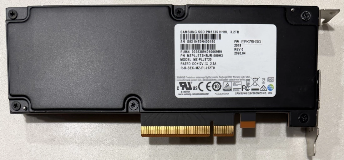 Samsung MZPLJ3T2HBJR-000H3 3.2TB PM1735 NVMe PCIe Gen4 x8 AIC Enterprise Solid State Drive