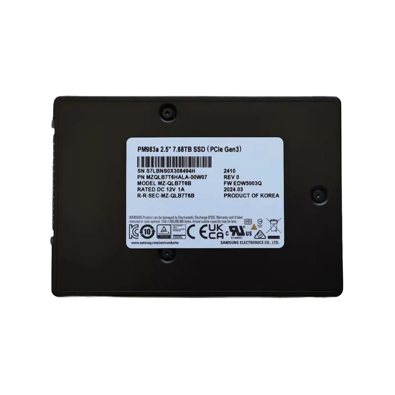 Samsung MZQLB7T6HALA-00W07 7.68TB PM983a PCIe Gen 3.0 x4, NVMe 1.3 2.5 inch (U.2) Enterprise Solid State Drive