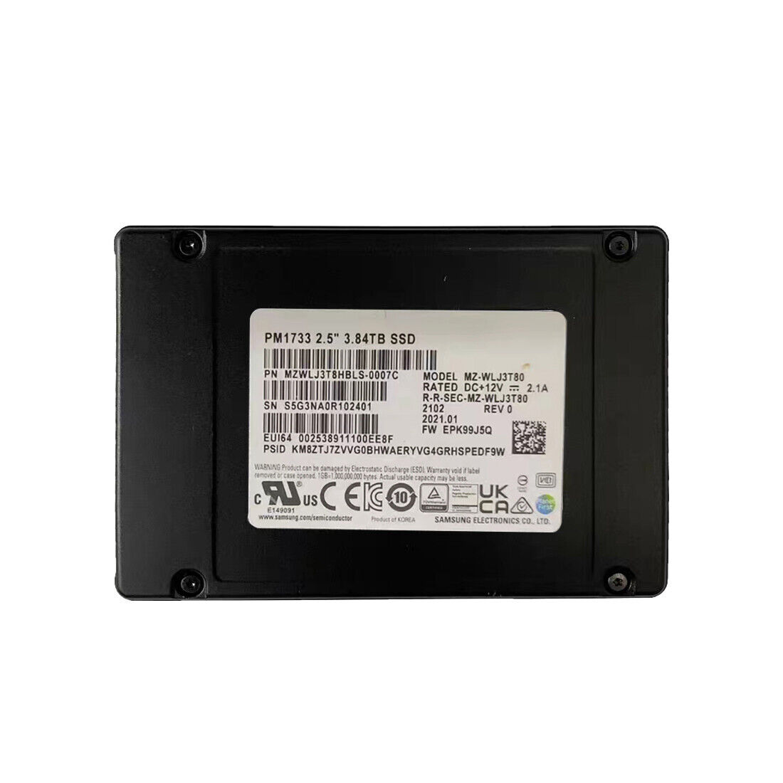 Samsung MZWLJ3T8HBLS-0007C 3.84 TB PM1733 PCIe Gen4 x4 U.2 (2.5") Read Intensive Solid State Drive