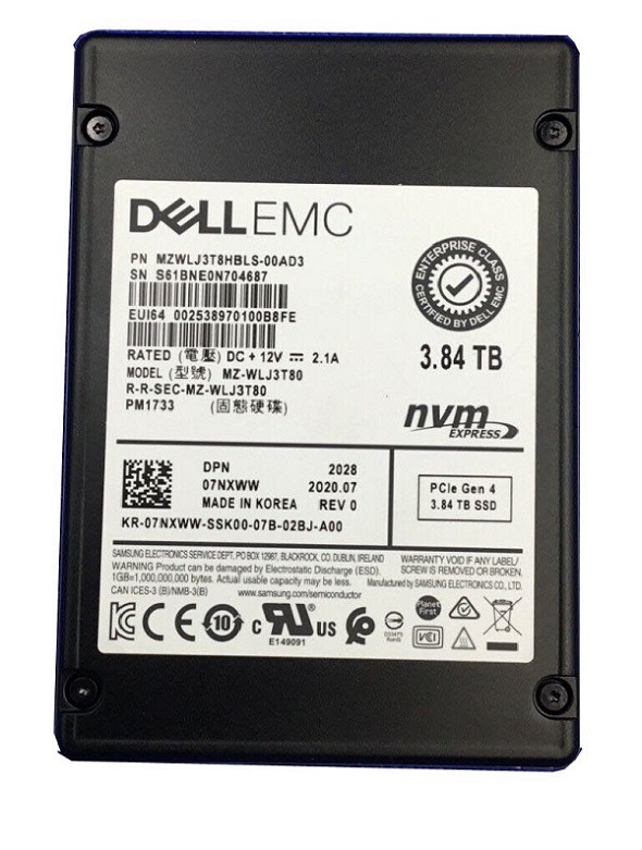 Samsung MZWLJ3T8HBLS-00AD3 3.84TB PM1733 NVMe 2.5 inch Enterprise Solid State Drive