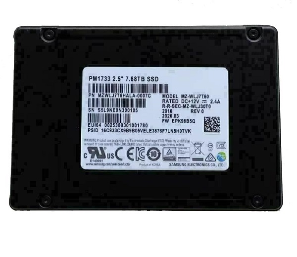 Samsung MZWLJ7T6HALA-0007C 7.68 TB PM1733 PCIe Gen4 x4 U.2 (2.5") Read Intensive Solid State Drive