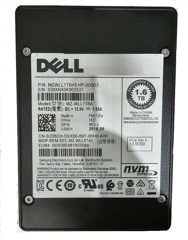 Samsung MZWLL1T6HEHP-000D3 1.6TB PM1725a NVMe 1.2 2.5 inch Enterprise Solid State Drive