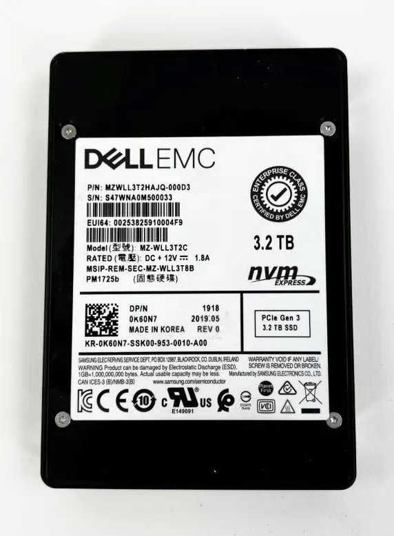 Samsung MZWLL3T2HAJQ-000D3 3.2 TB PM1725b PCIe Gen3 x4 2.5 inch Mixed Use Solid State Drive