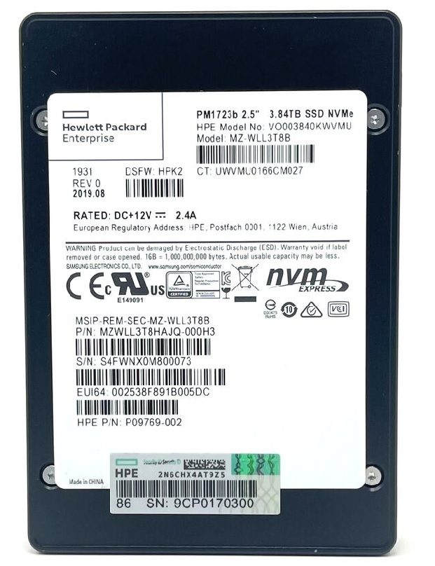 Samsung MZWLL3T8HAJQ-000H3 3.84 TB PM1723B PCIe Gen3 x4 U.2 (2.5") Mixed Use Solid State Drive