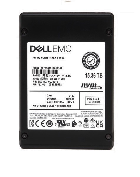 Samsung MZWLR15THALA-00AD3 15.36 TB PM1733 PCIe Gen4 x4 2.5 inch Read Intensive Solid State Drive