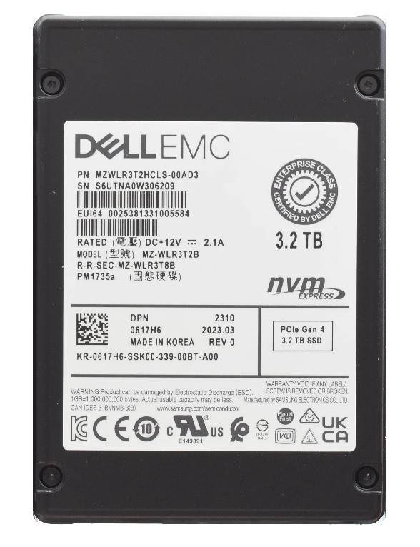 Samsung MZWLR3T2HCLS-00AD3 3.2 TB PM1735a PCIe Gen4 x4 2.5 inch Mixed Use Solid State Drive