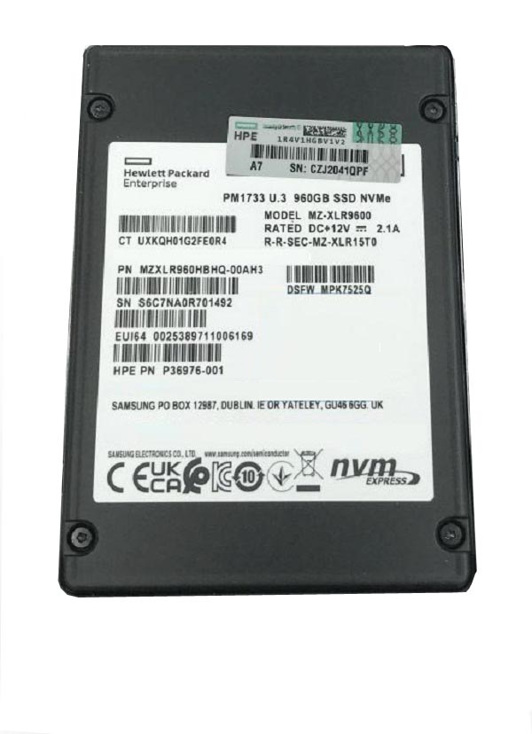 Samsung MZXL5960HBHQ-00AH3 9.60 TB PM1733 PCIe Gen4 x4 2.5 inch Read Intensive Solid State Drive