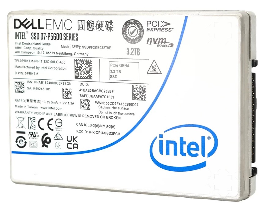 Intel SSDPF2KE032T9E 3.2TB D7-P5600 Series PCIe Gen 4.0 x4, NVMe 2.5 (U.2) 15mm Enterprise Data Center / Mixed Use Solid State Drive