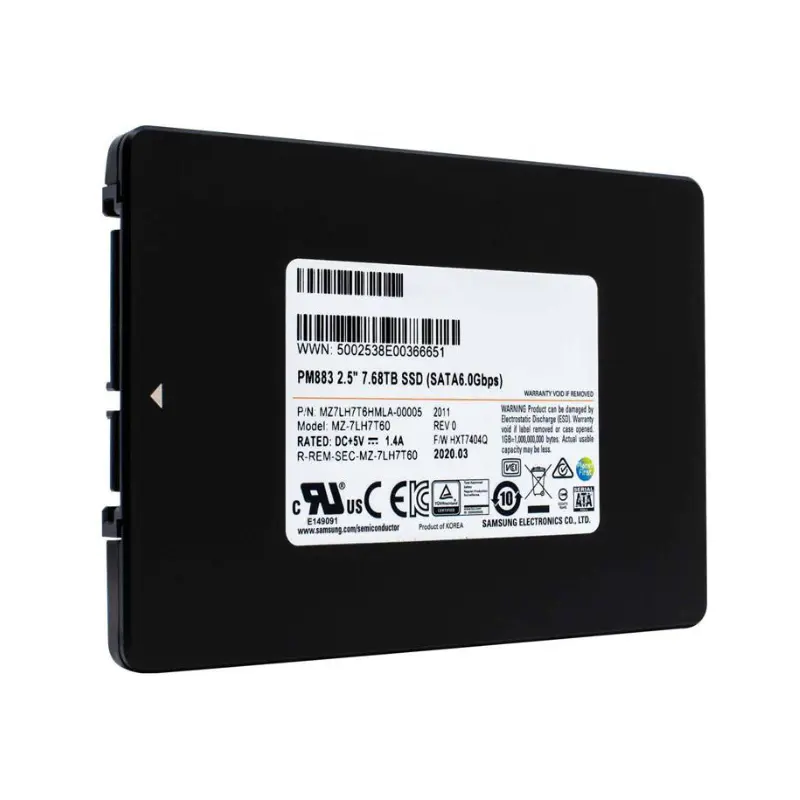 Samsung PM883 Series MZ7LH7T6HMLA 7.68TB SATA 6Gbps 2.5-inch Enterprise SSD | High-Capacity Read-Intensive TLC Solid State Drive | With AES-256 Encryption & PLP for Big Data Storage