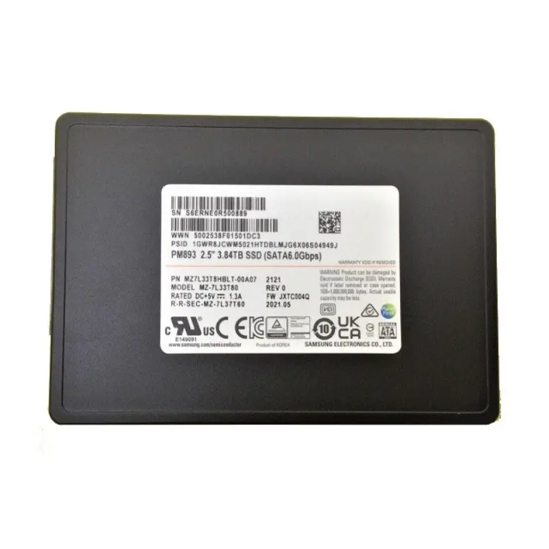Samsung PM893 Series MZ7L33T8HBLT-00A07 3.84TB SATA 6Gbps 2.5-inch Enterprise SSD | 3D TLC V-NAND | High-Capacity Read-Intensive Design for Data Center & Cloud Storage